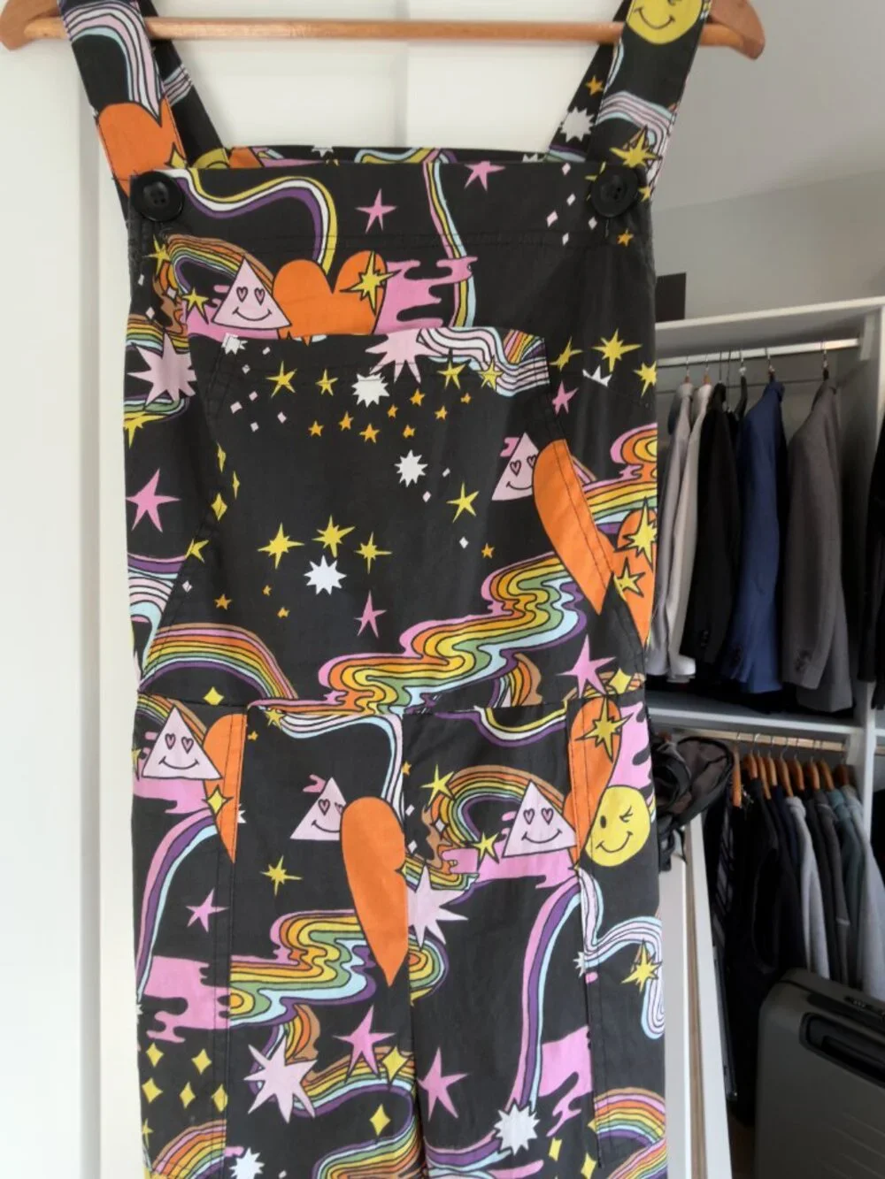 Nooworks Better Days Psychedelic Black Patterned Overalls Jumpsuit